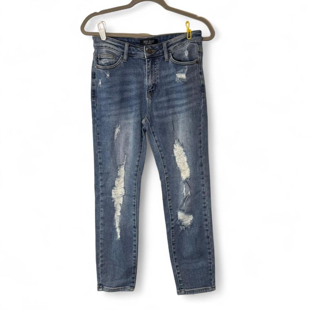 Judy Blue Relaxed Fit Distressed Junior Womens Jeans Size 5/27 Boho Casual Edgy